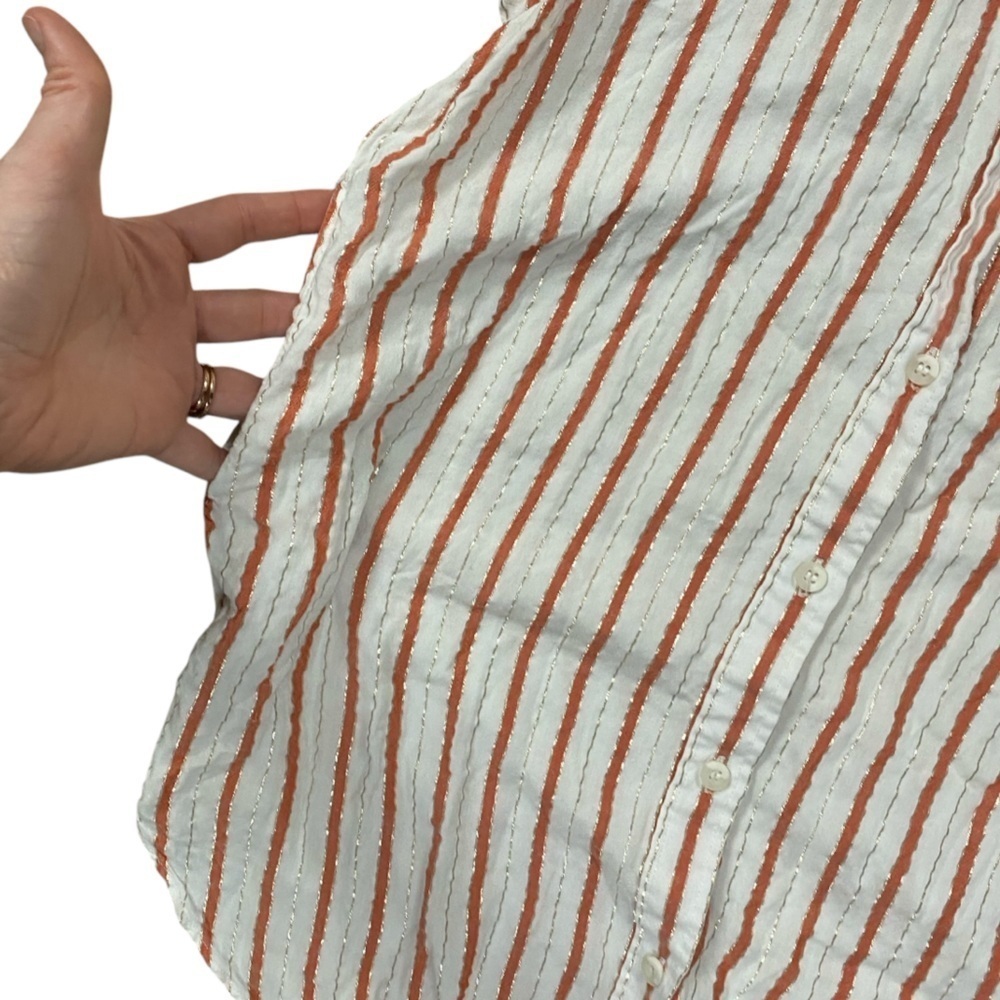 Onia Striped Button Down Swim Cover Up Small Shirt Dress Beach Resort White Red - Picture 7 of 13